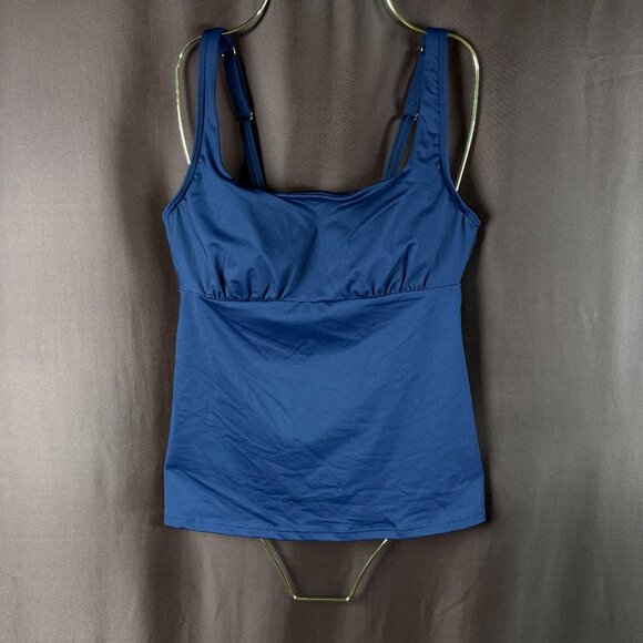 Lands' End Women's 8, 1X, 18W Deep Sea Navy Square Neck Underwire Tankini Swimsu - Picture 2 of 10